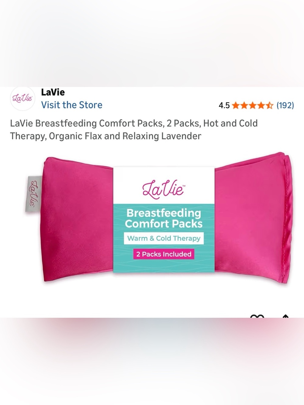 LaVie Breastfeeding Comfort Packs - Hot & Cold Therapy, Bright Pink